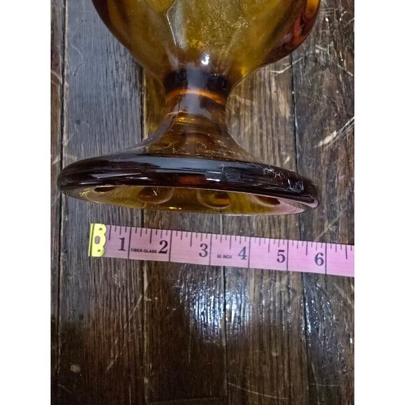 Vintage Viking Glass 6-Petal Light Gold Amber Swung Glass Vase MCM 23" - Picture 6 of 16